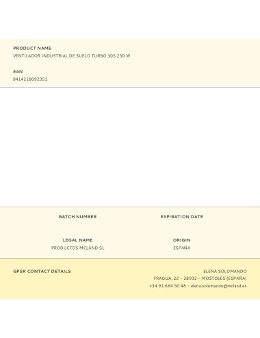 Ventilador industrial de suelo turbo 30s 230 w