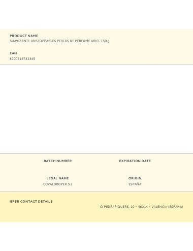 Suavizante unstoppables perlas de perfume ariel 150 g