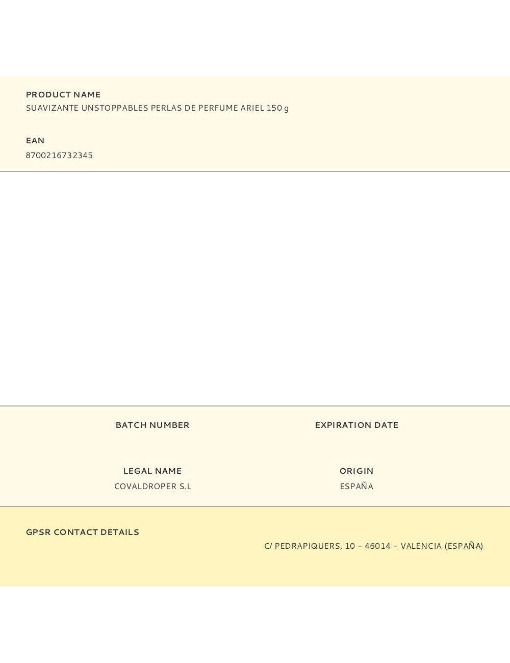 Suavizante unstoppables perlas de perfume ariel 150 g