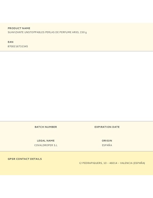 Suavizante unstoppables perlas de perfume ariel 150 g