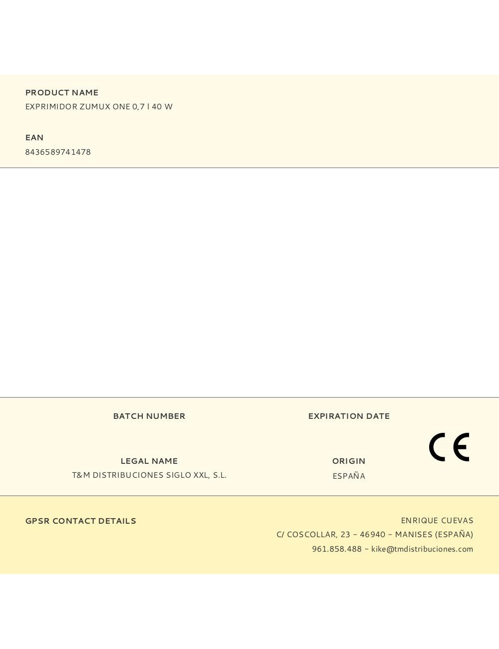 Exprimidor zumux one 0,7 l 40 w