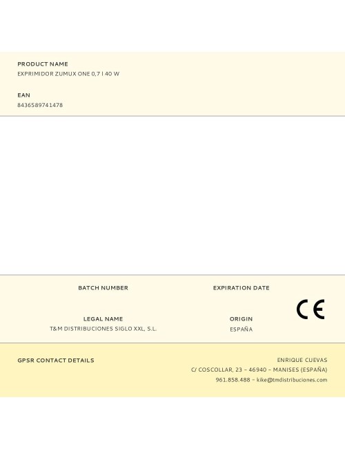 Exprimidor zumux one 0,7 l 40 w