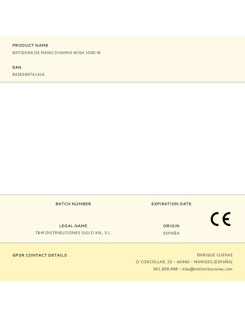 Batidora de mano divamix wish 1000 w