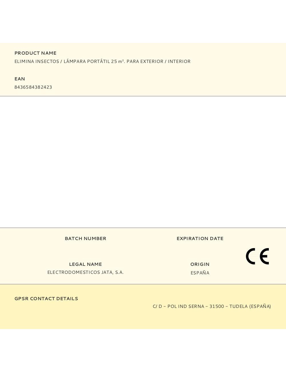 Elimina insectos / lámpara portátil 25 m. para exterior / interior