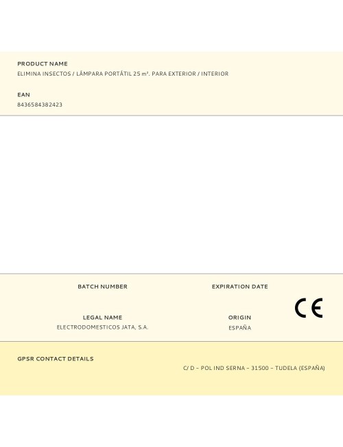 Elimina insectos / lámpara portátil 25 m. para exterior / interior