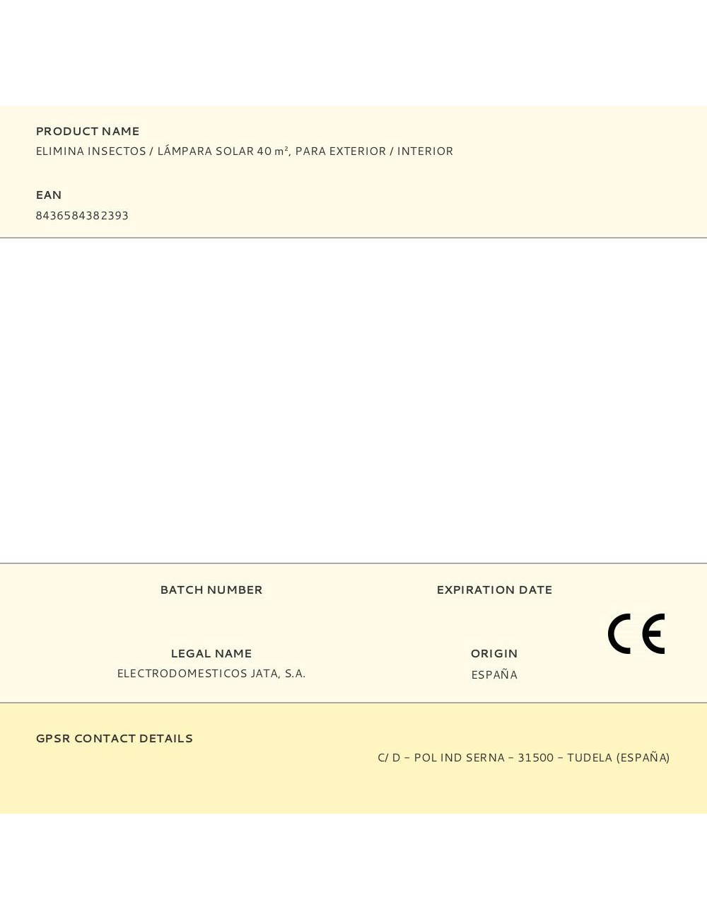 Elimina insectos / lámpara solar 40 m, para exterior / interior