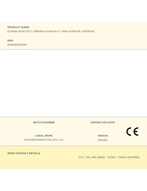 Elimina insectos / lámpara solar 40 m, para exterior / interior