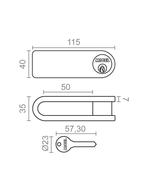 Candados reja ballesta cn16 con 3 llaves, 2 unidades