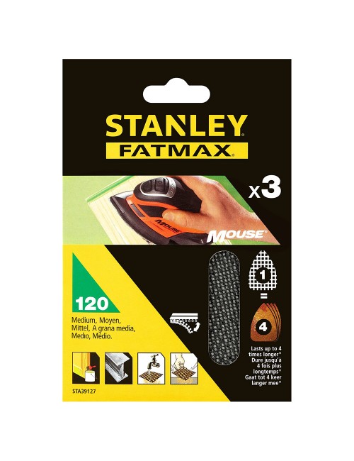 Hoja de lija de malla autoadherente para mouse, grano 120, 3 uds