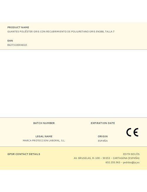Guante poliéster con recubrimiento de poliuretano gris en388, t-07