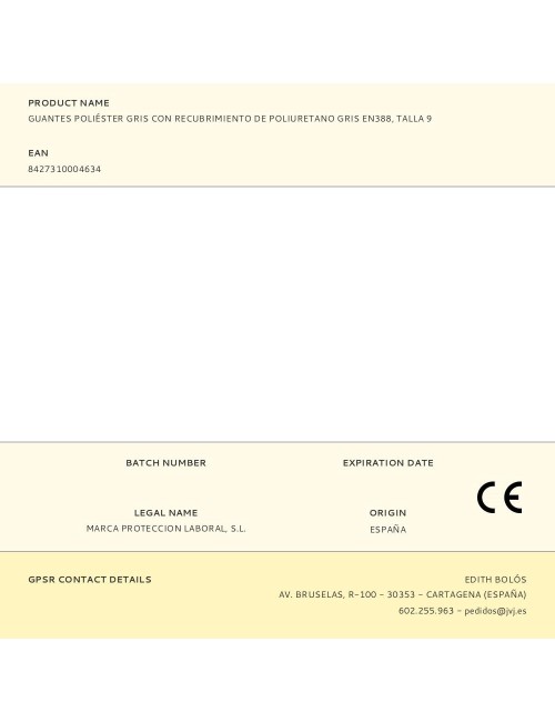 Guante poliéster con recubrimiento de poliuretano gris en388, t-09