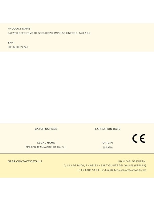 Zapato deportivo de seguridad impulse linford, talla 45