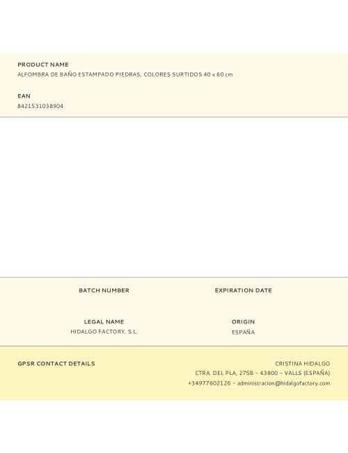 Alfombra de baño estampado piedras, colores surtidos 40 x 60 cm