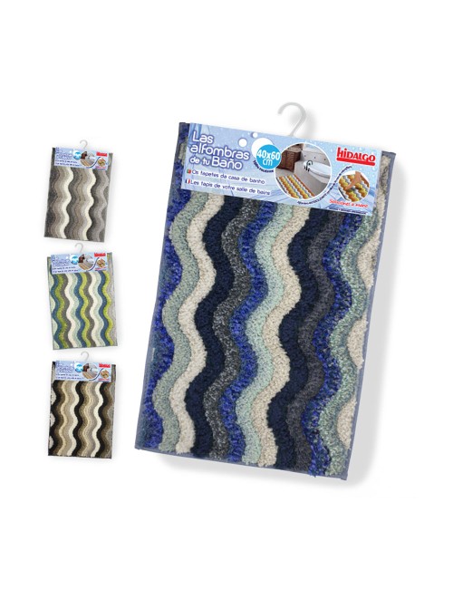 Alfombra de baño zig zag antideslizante, modelos variados, colores surtidos, 40 x 60 cm