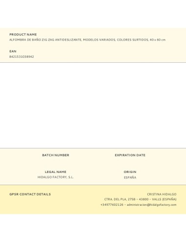 Alfombra de baño zig zag antideslizante, modelos variados, colores surtidos, 40 x 60 cm