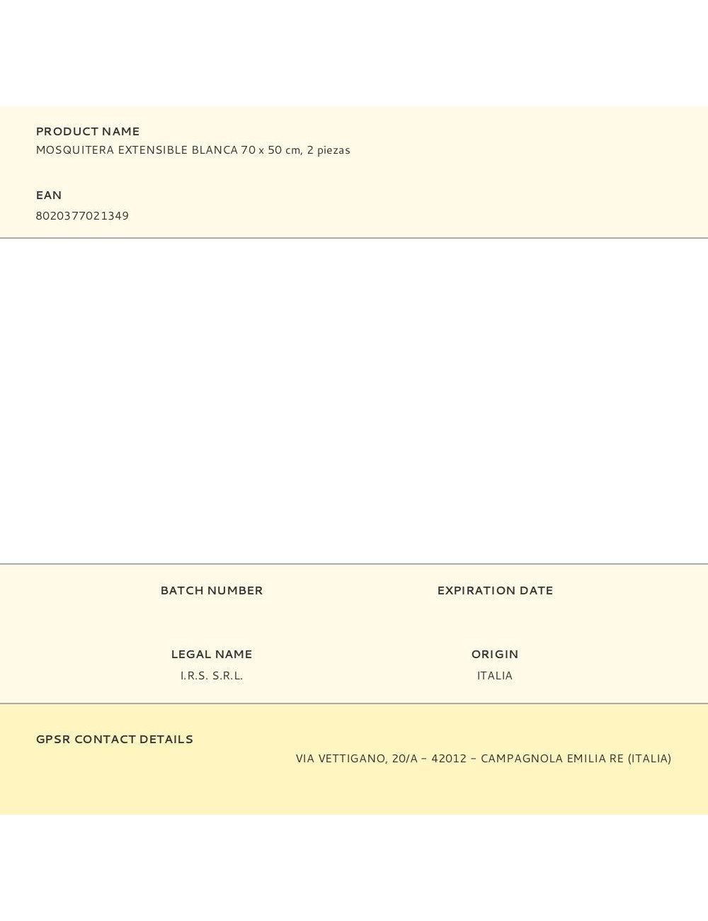 Mosquitera extensible blanca 70 x 50 cm, 2 piezas