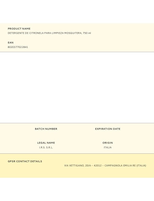 Detergente de citronela para limpieza mosquitera, 750 ml