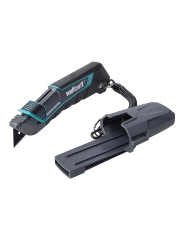 Cúter de seguridad con funda y cordón