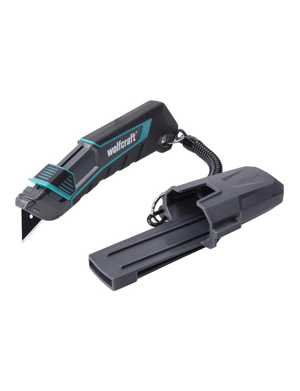 Cúter de seguridad con funda y cordón