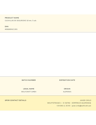 Cuchillas de seguridad 18mm, 5 uds