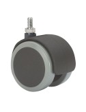 Rueda giratoria espiga roscada y eje liso, color negro / gris, carga máx. 50 kg, 10 x 15 mm, ø 5 cm