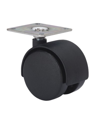 Rueda giratoria con placa y eje liso, color negro, carga máx. 50 kg, ø 5 cm