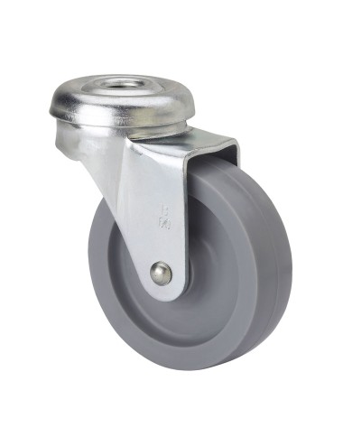 Rueda giratoria con agujero y eje liso, color gris, carga máx. 22 kg, ø 4 cm