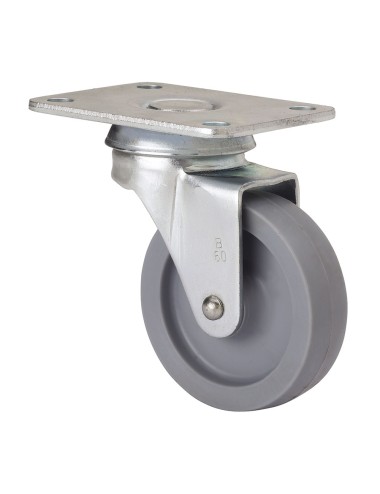 Rueda giratoria con placa y eje liso, color gris, carga máx. 22 kg, ø 4 cm