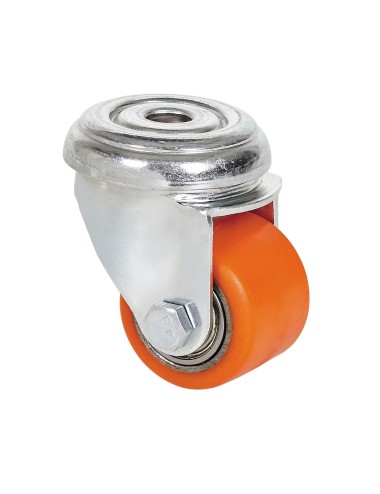 Rueda giratoria con agujero, rodamiento de bolas, color naranja, carga máx. 100 kg, ø 3,5 cm