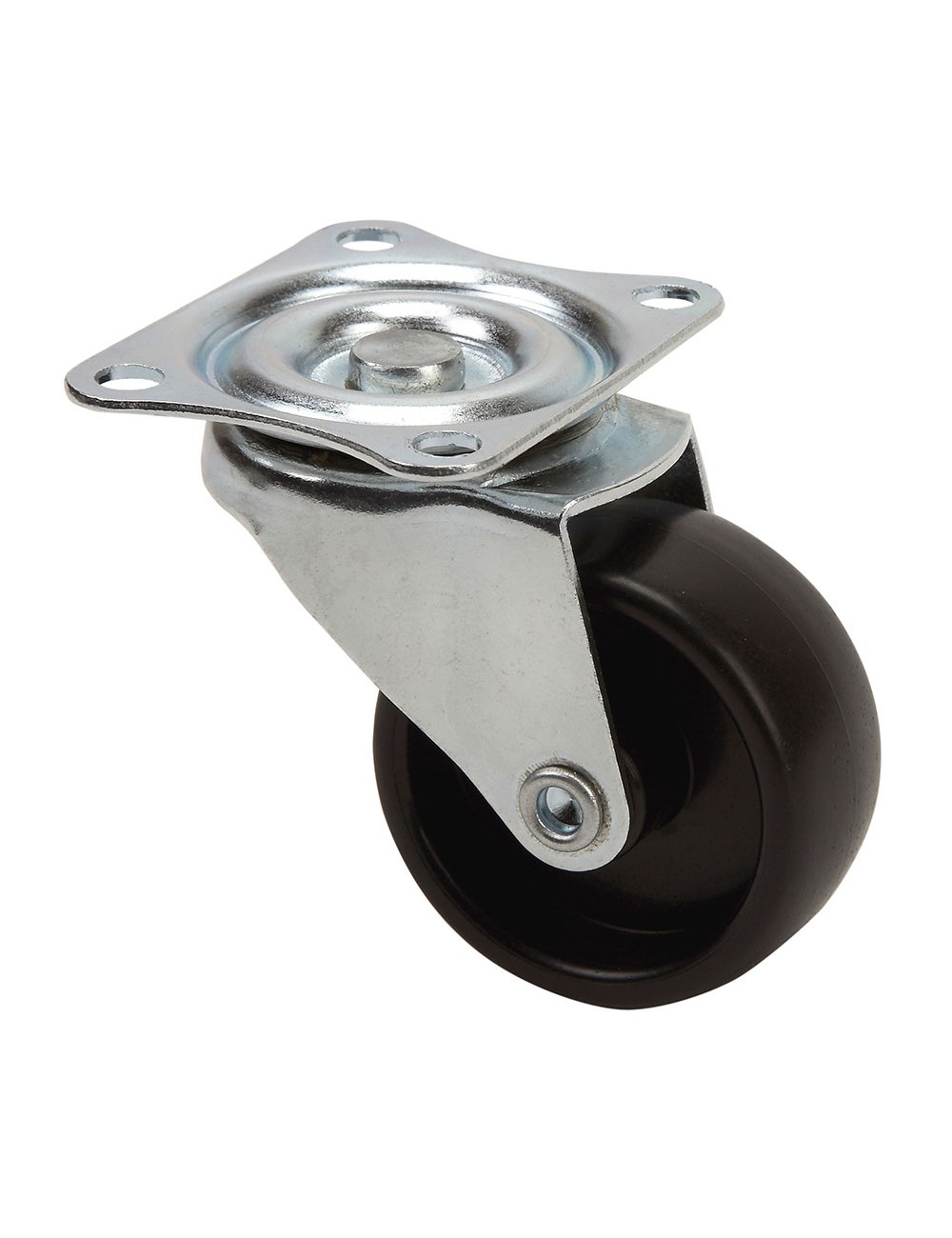 Rueda giratoria con placa y eje liso, color negro, carga máx. 20 kg, ø 4 cm