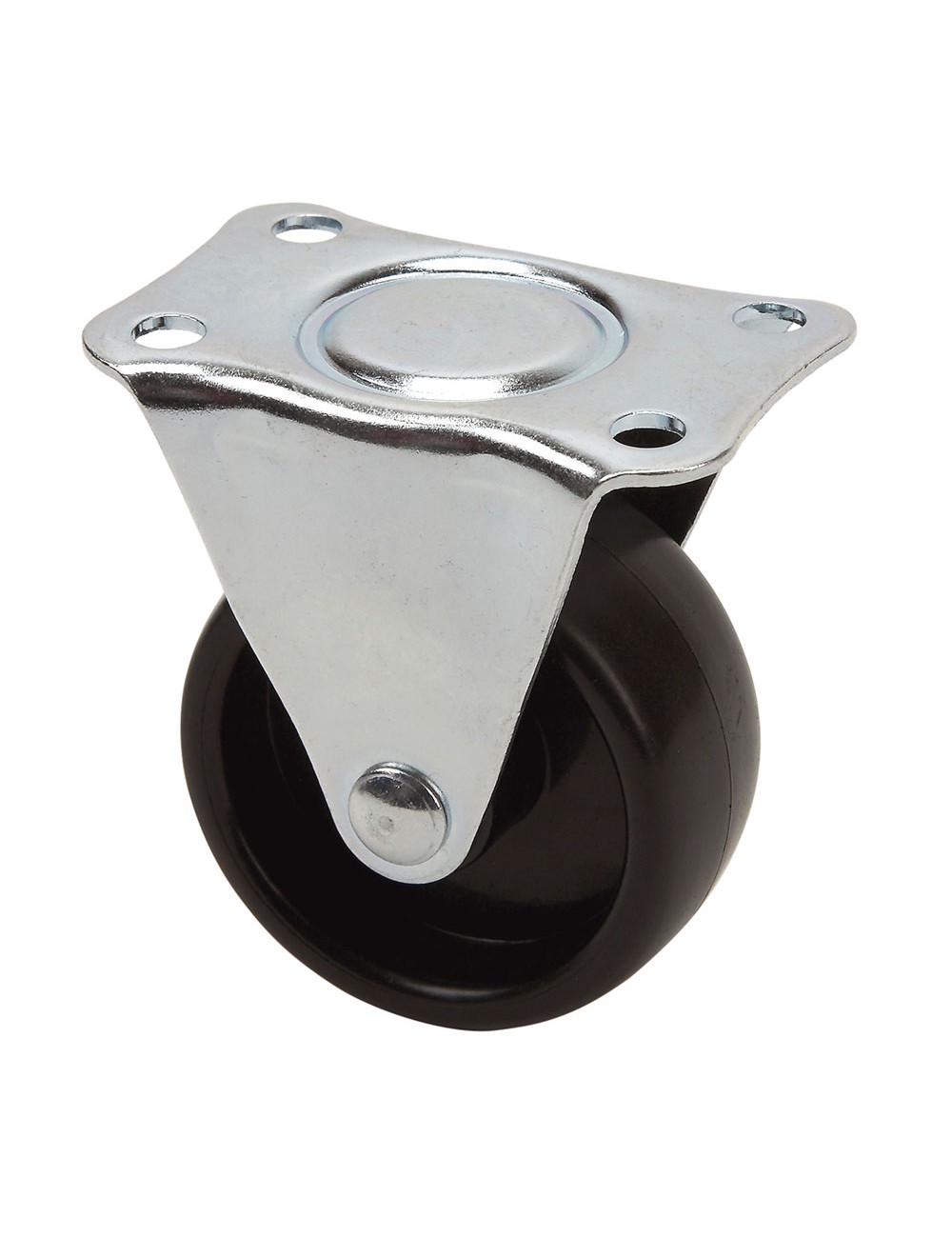 Rueda fija con placa y eje liso, color negro, carga máx. 20 kg, ø 4 cm