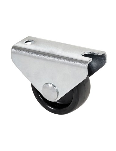 Rueda fija con placa y eje liso de dos fijaciones, color negro, carga máx. 20 kg, ø 1,5 cm