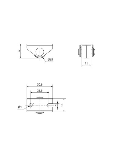 Rueda fija de goma con placa y eje liso de dos fijaciones, color gris, carga máx. 20 kg, ø 1,5 cm