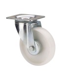 Rueda giratoria de poliamix con placa y eje liso, color blanco, carga máx. 150 kg, ø 10 cm