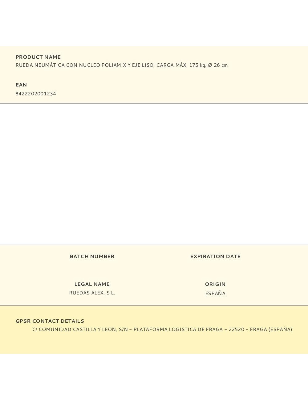 Rueda neumática con nucleo poliamix y eje liso, carga máx. 175 kg, ø 26 cm