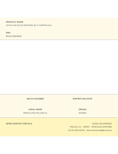 Aceite sae 30 de motores de 4 tiempos 0,6 l