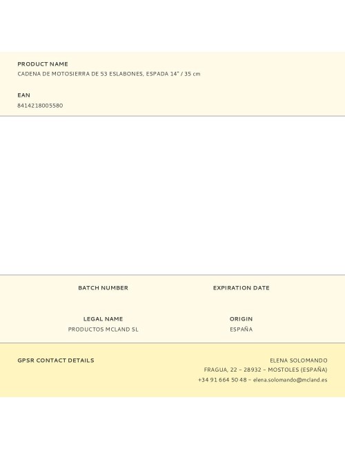 Cadena de motosierra de 53 eslabones, espada 14" / 35 cm