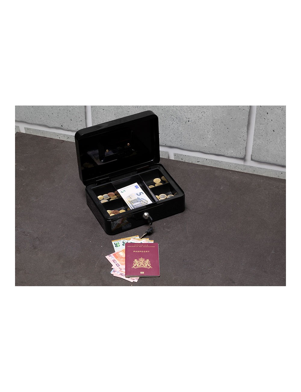 Caja de caudales 5 divisiones con 2 llaves 25 x 8,5 x 18 cm