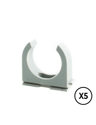 Soporte a presion lh ø 16 mm, gris, 5 unidades