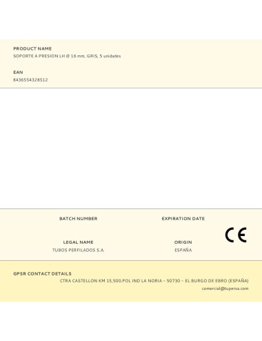 Soporte a presion lh ø 16 mm, gris, 5 unidades