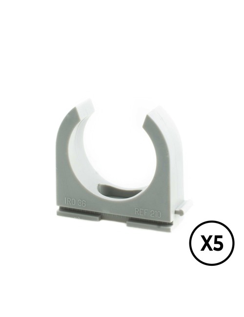 Soporte a presion lh ø 20 mm, gris, 5 unidades