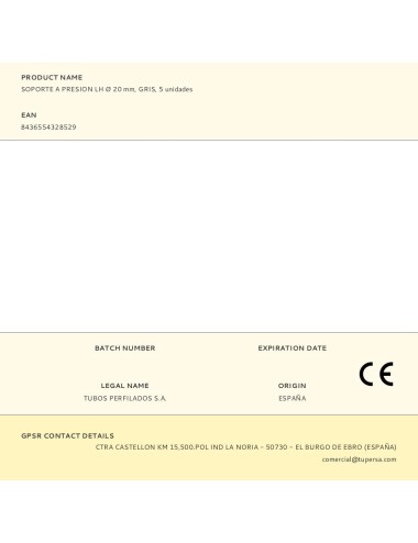 Soporte a presion lh ø 20 mm, gris, 5 unidades