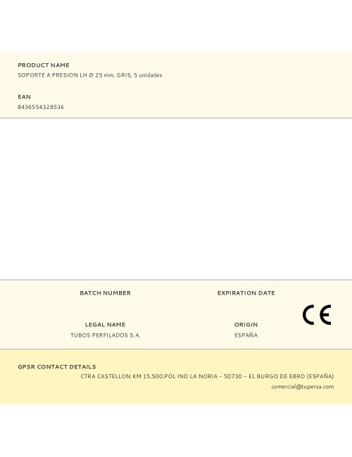 Soporte a presion lh ø 25 mm, gris, 5 unidades