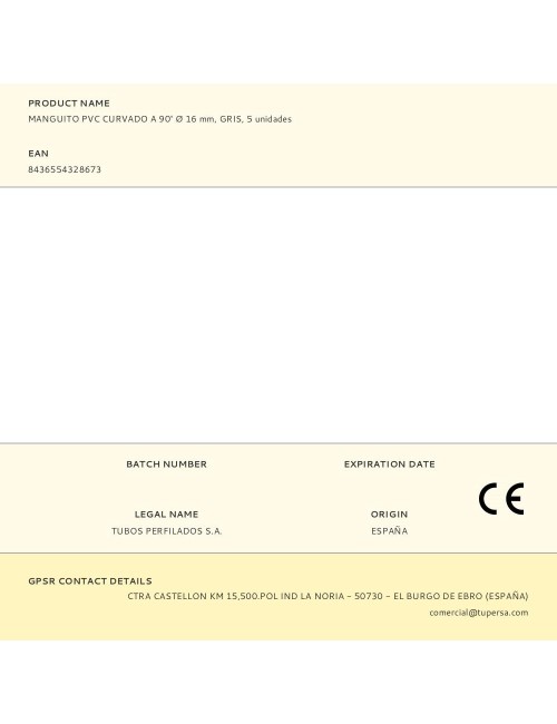Manguito pvc curvado a 90° ø 16 mm, gris, 5 unidades