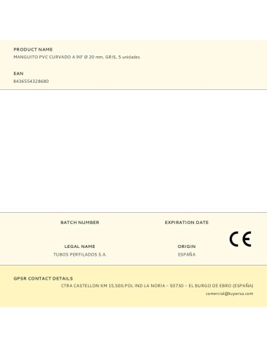 Manguito pvc curvado a 90° ø 20 mm, gris, 5 unidades