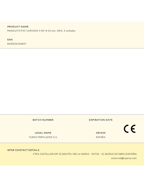 Manguito pvc curvado a 90° ø 25 mm, gris, 5 unidades
