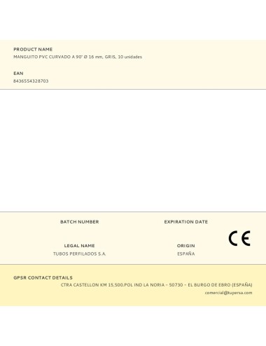 Manguito pvc curvado a 90° ø 16 mm, gris, 10 unidades