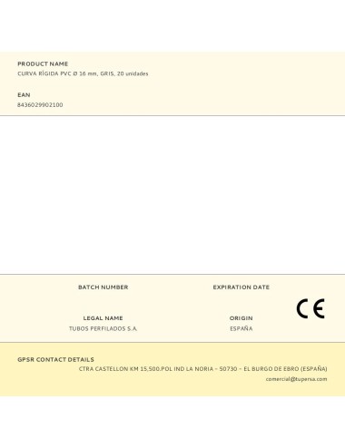 Curva rígida pvc ø 16 mm, gris, 20 unidades