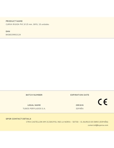 Curva rigida pvc ø 25 mm, gris, 10 unidades