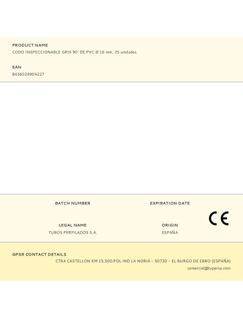 Codo inspeccionable gris 90° de pvc ø 16 mm, 25 unidades